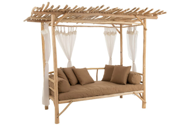 BED LOVESEAT+CUSH TEAK NAT/BR - Image 2