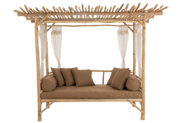 BED LOVESEAT+CUSH TEAK NAT/BR - Image 5