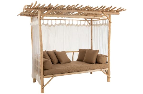 BED LOVESEAT+CUSH TEAK NAT/BR